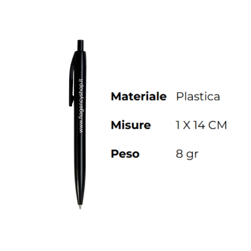 Penna a scatto, in plastica colorata, Refill BLU o NERO - Cod. FLPS01 - immagine 2