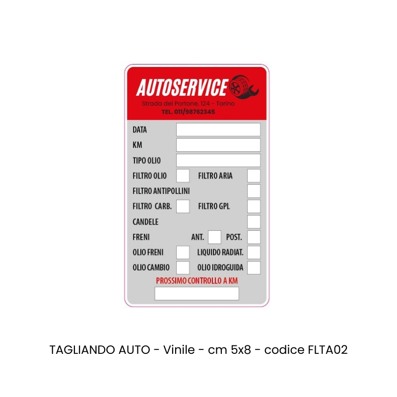 tagliando auto personalizzato