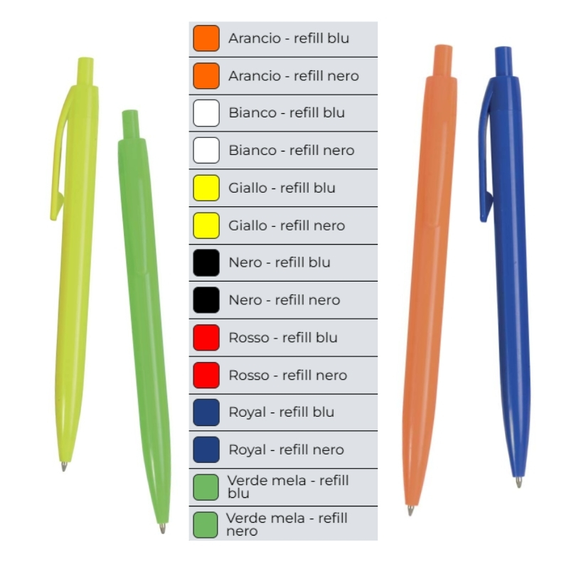 Penna a scatto, in plastica colorata, Refill BLU o NERO - Cod. FLPS01 - immagine 3