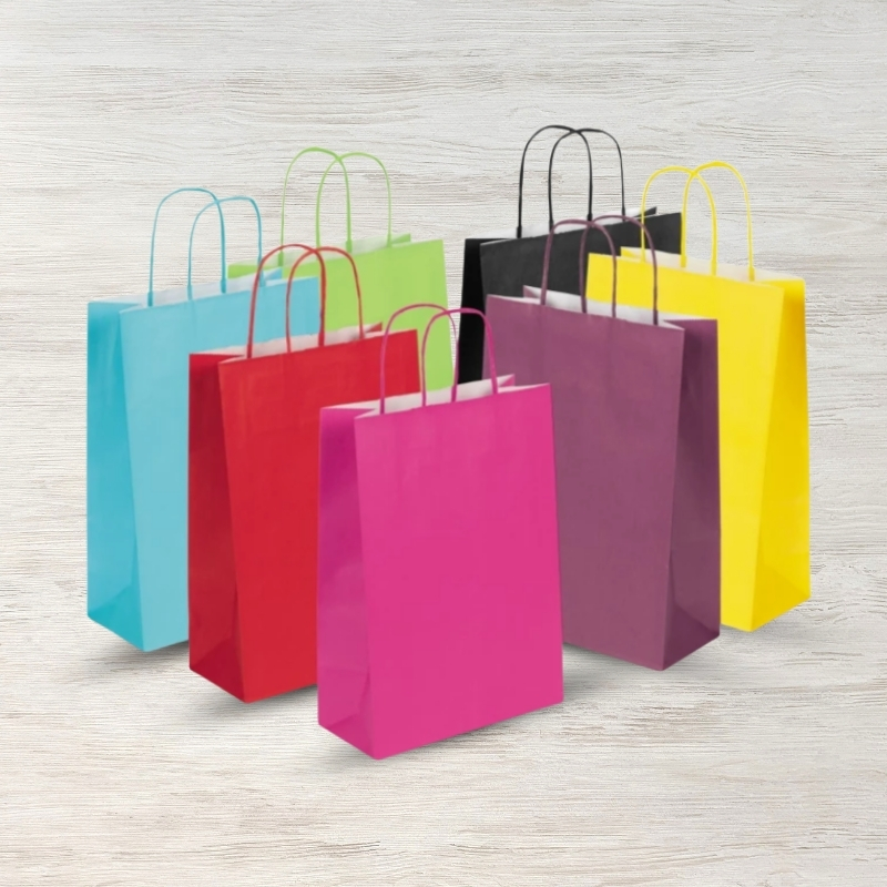 Shopper carta colorata - senza stampa - vari formati - cf. da 50 pz